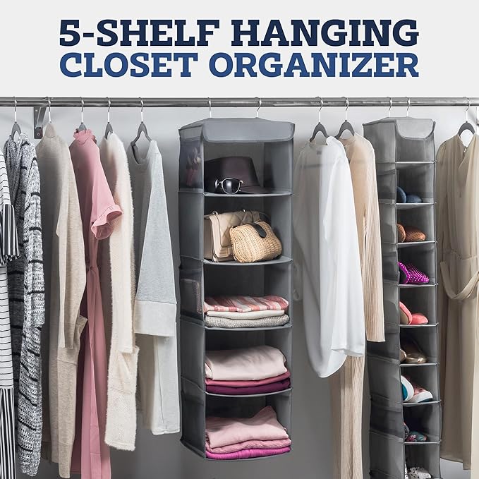 ZOBER Hanging Closet Organizer, 5-Shelf