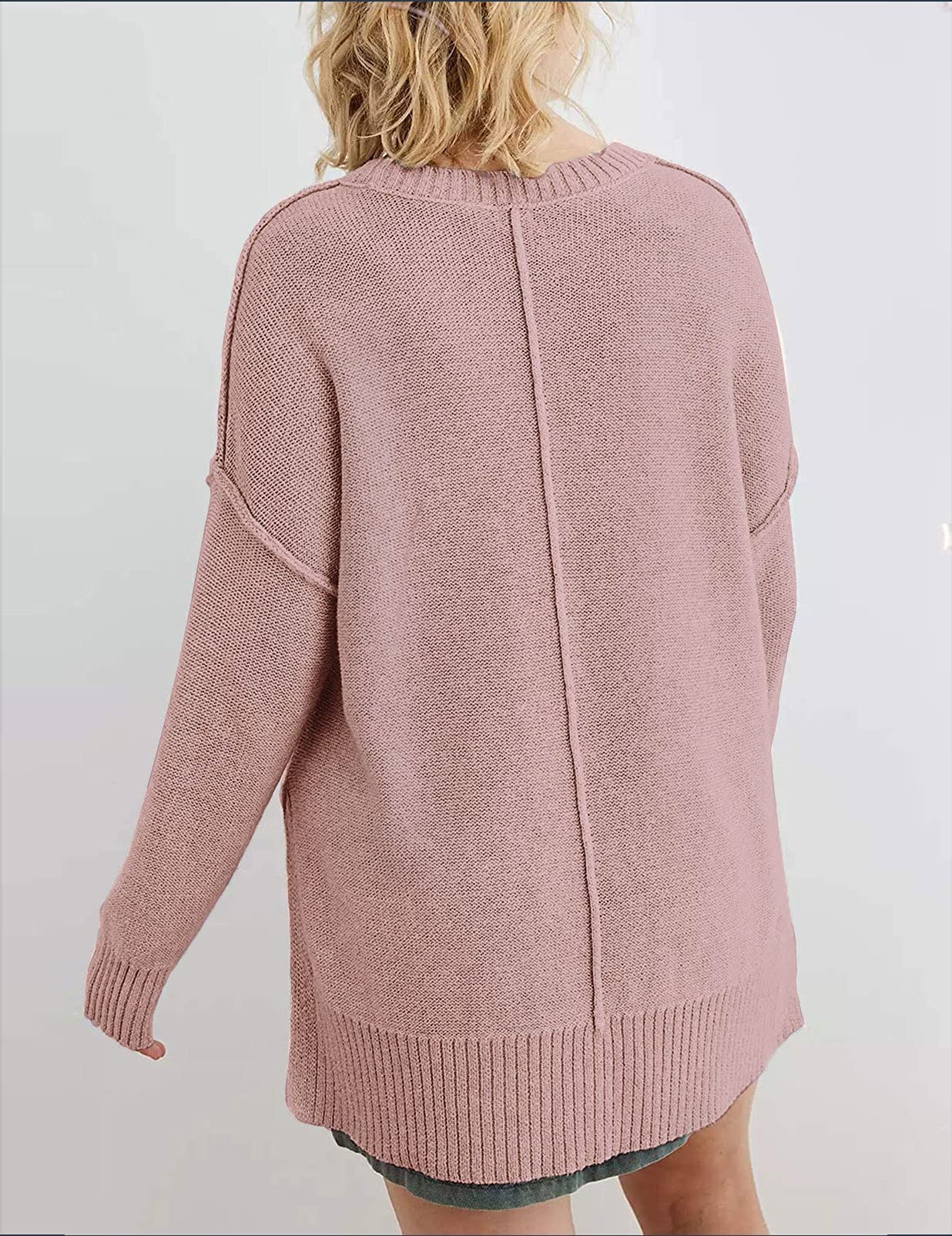 MEROKEETY Women's 2025 Fall Winter Oversized Pullover Sweater Casual Loose Crew Neck Long Sleeve Side Split Jumper Tops