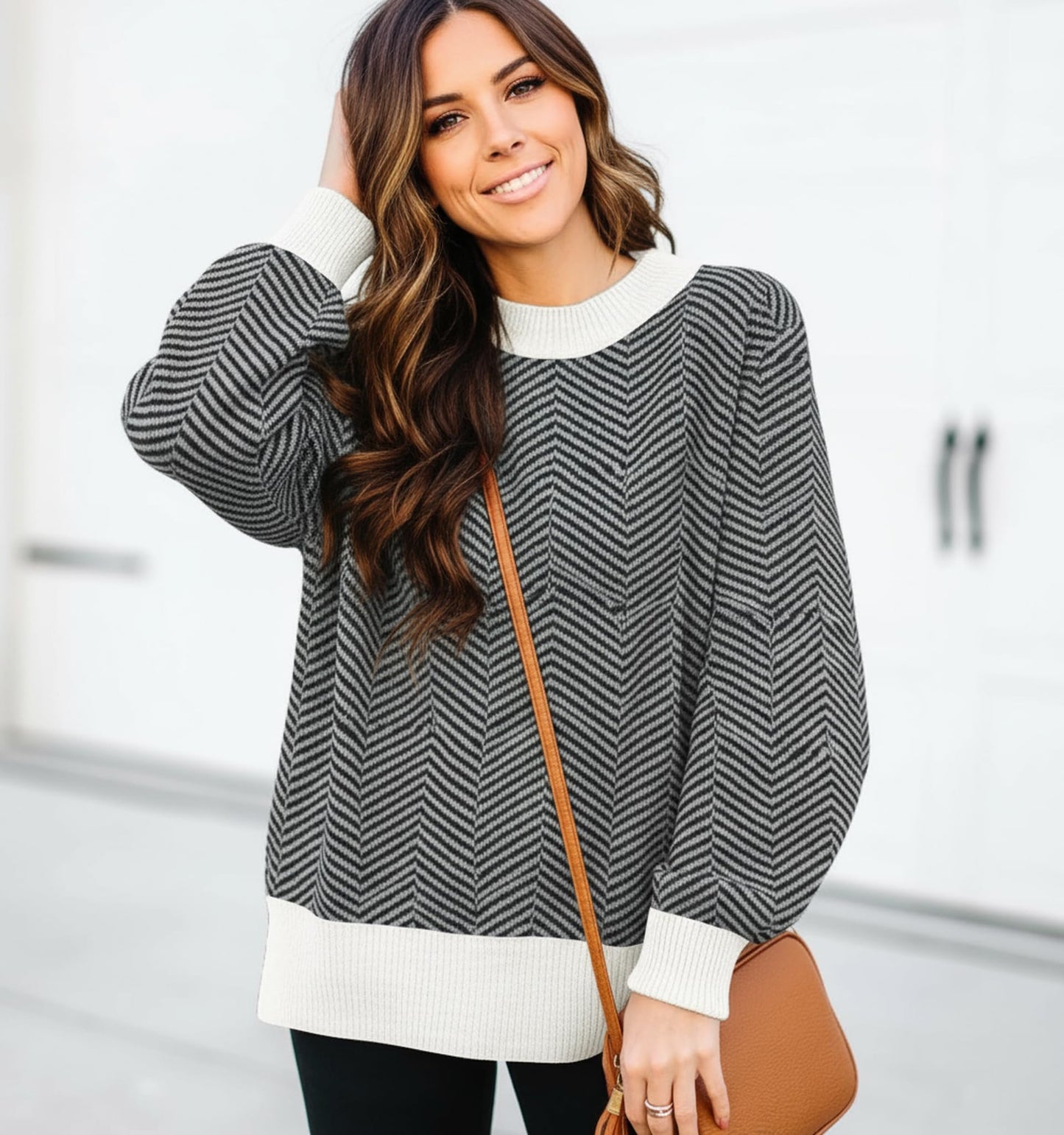 ETCYY Womens Oversized Sweaters Fall 2025 Fashion Clothes Trendy Batwing Sleeve Colorblock Striped Knit Pullover Tops