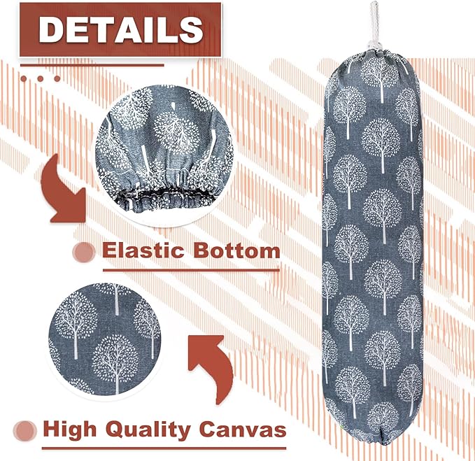 Plastic Bag Holder, Wall Mount Plastic Bag Organizer, Washable Large Grocery