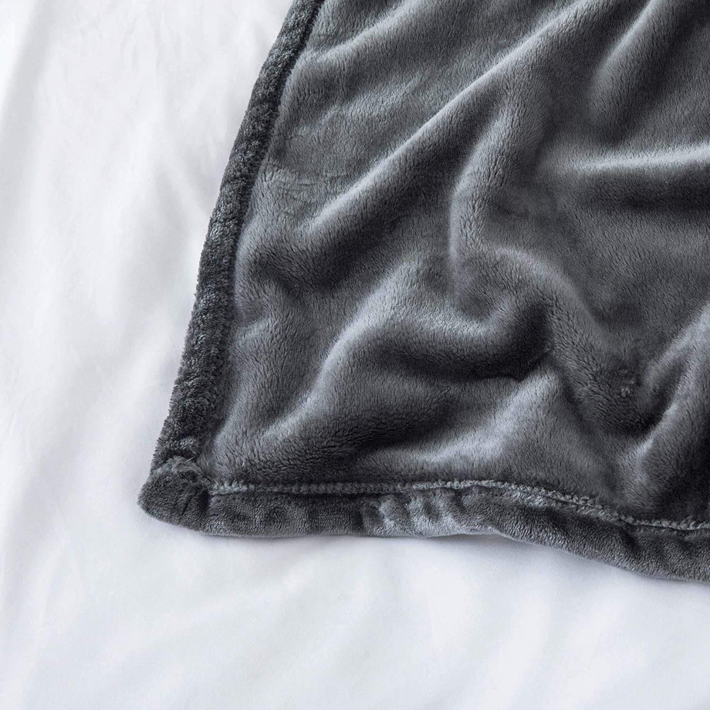 MOONLIGHT20015 Fleece Throw Blanket for Sofa - Soft Cosy Fluffy Blankets for Bed, Warm Single Throws for Audlts, Dark Grey, 130x150 cm