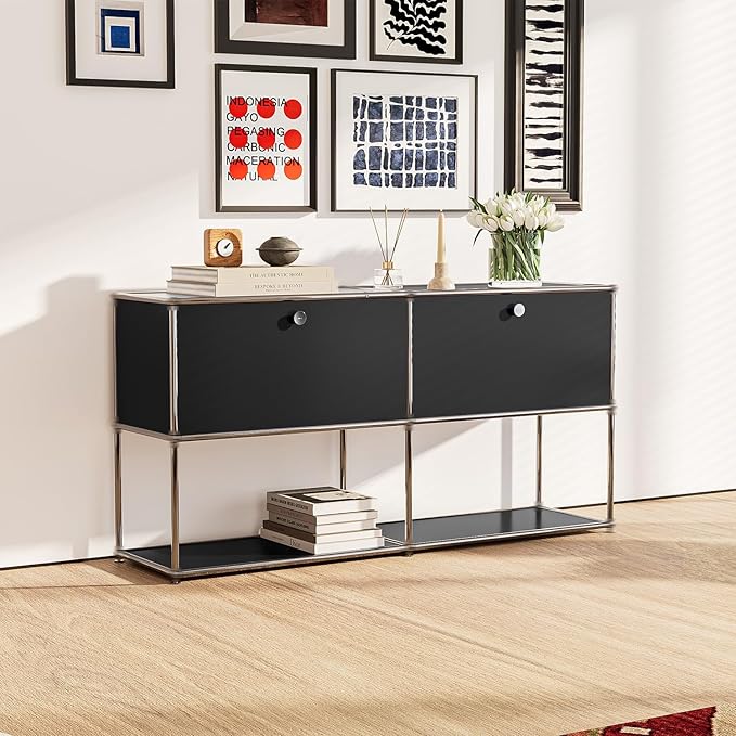 Modern Storage Cabinet Black F Versatile Free-Standing Organizer