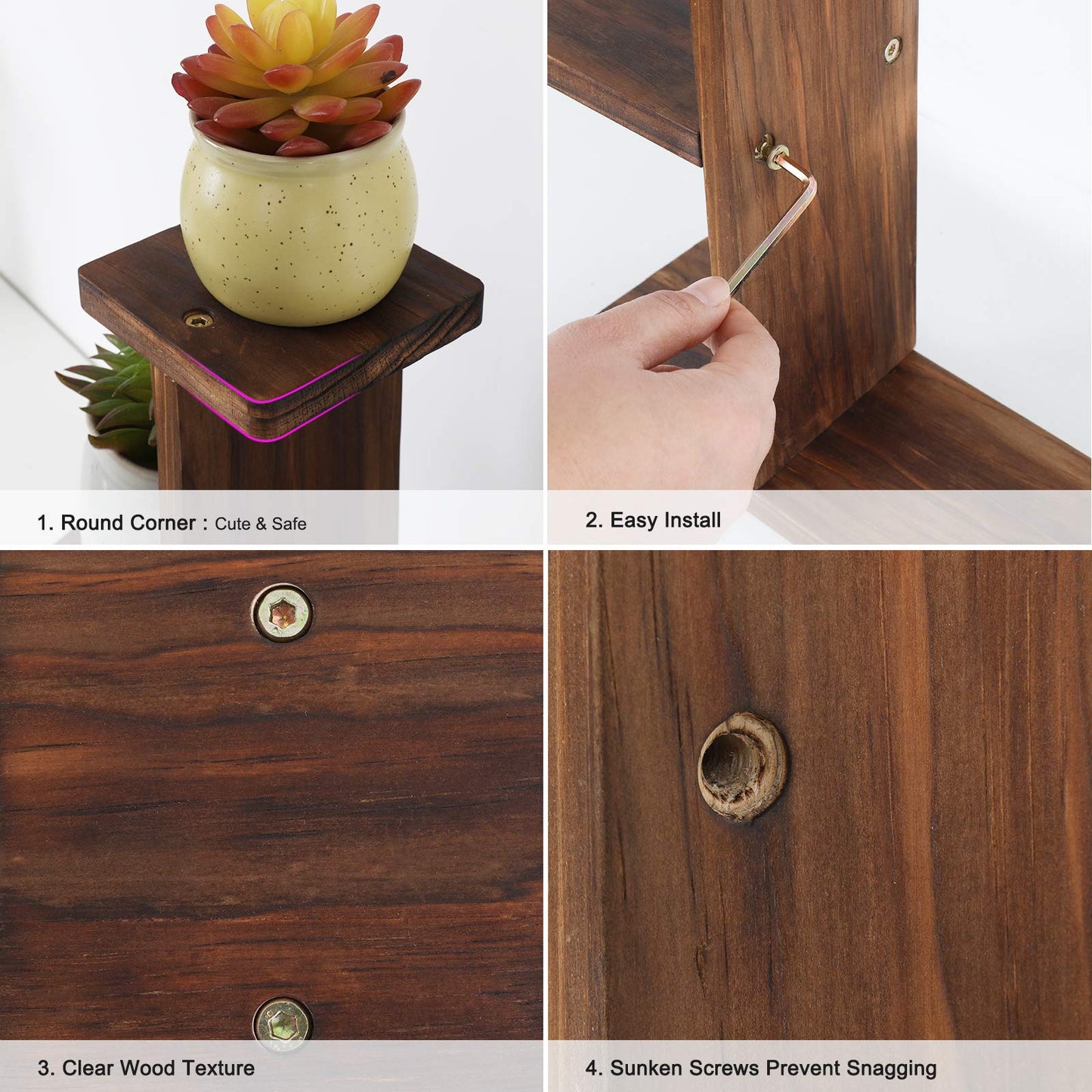COOGOU Wood Desktop Plant Stand Indoor - Windowsill Plant Shelf Small Tabletop Plant Holder, Flower Display Rack for Succulent Herb in Living Room Office 6 Tiers