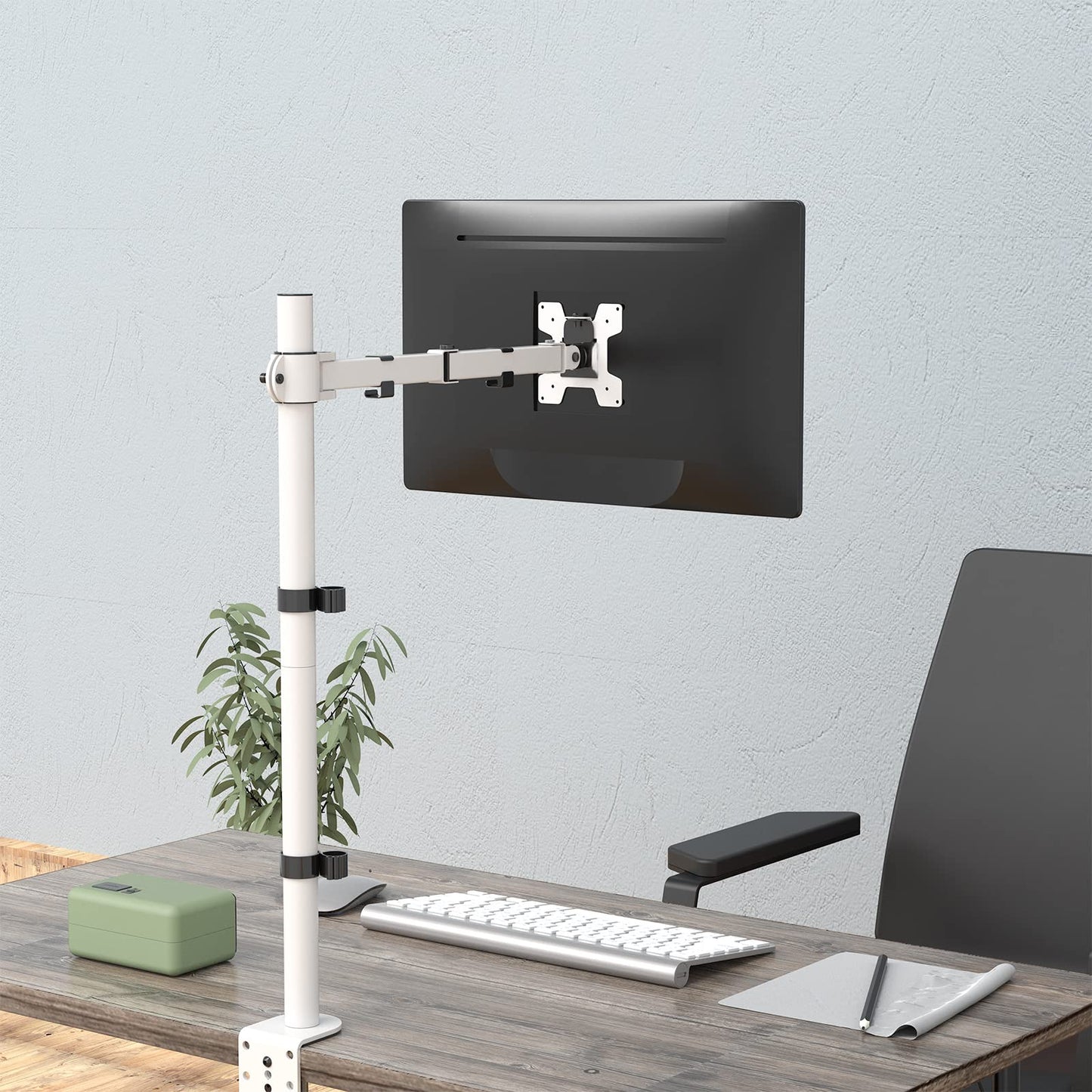 WALI Monitor Arm Mount for Desk, Single Extra Tall Computer Desk Mount, Monitor Bracket Mount Stand Single, up to 32 inch, 22 lbs (M001XL), Black