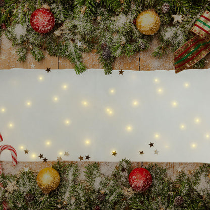 1 Pc Christmas Snow Blanket with LED Lights 47.2 x 8.7 inch Artificial Snow Table Runner Mantel Scarf Light Up with LED Ropes Table Decor for Christmas Village Decorations