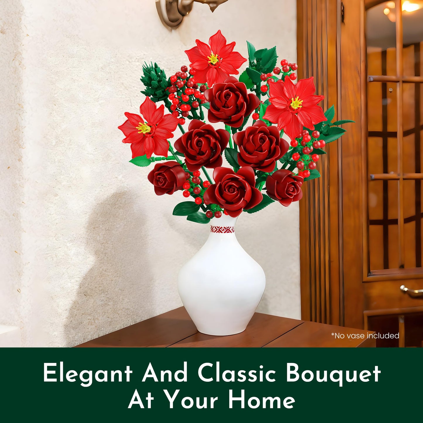 SOOLIO Mothers Day Rose Flower Bouquet Building Set for Adults, Gifts for Mom Wife Women Couple Girlfriend - Buildable Artificial Floral Botanical Decor for Table Centerpiece Desk Office(917 Pcs)