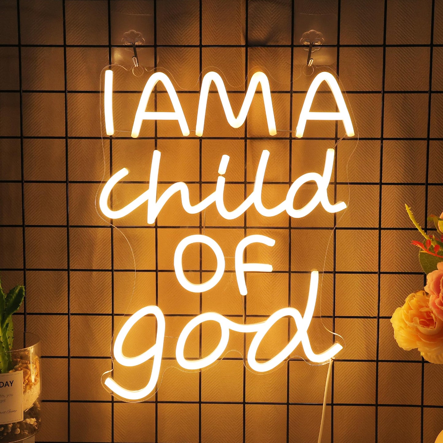 CoolGift Mart Divinely-Inspired Neon Sign - 'I Am a Child of God' Wall Art for Spiritual Home Decor | Inspiring Light for Bedroom, Nursery, or Worship Space