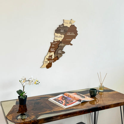3D Lebanon Wooden Country Map Wall Art, Wooden Wall Art of Lebanon, Traveler Wall Decor with Pins, Ideal for Home, Office, Housewarming Gift for Lebanese (35.4" x 29.1"| 90 x 74 cm)