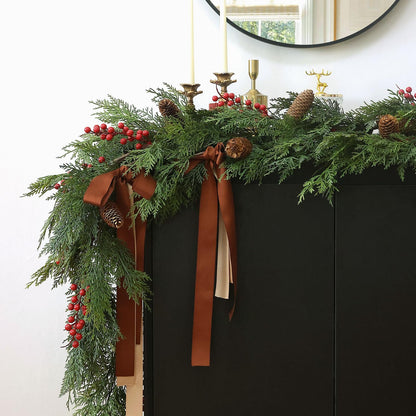 MIZII Christmas Garlands 10FT Artificial Pine Garland with Pinecone Berries Greenery Garland Christmas Decorations for Xmas Fireplace Mantle Home Decor Indoor Outdoor (Garland-10FT)