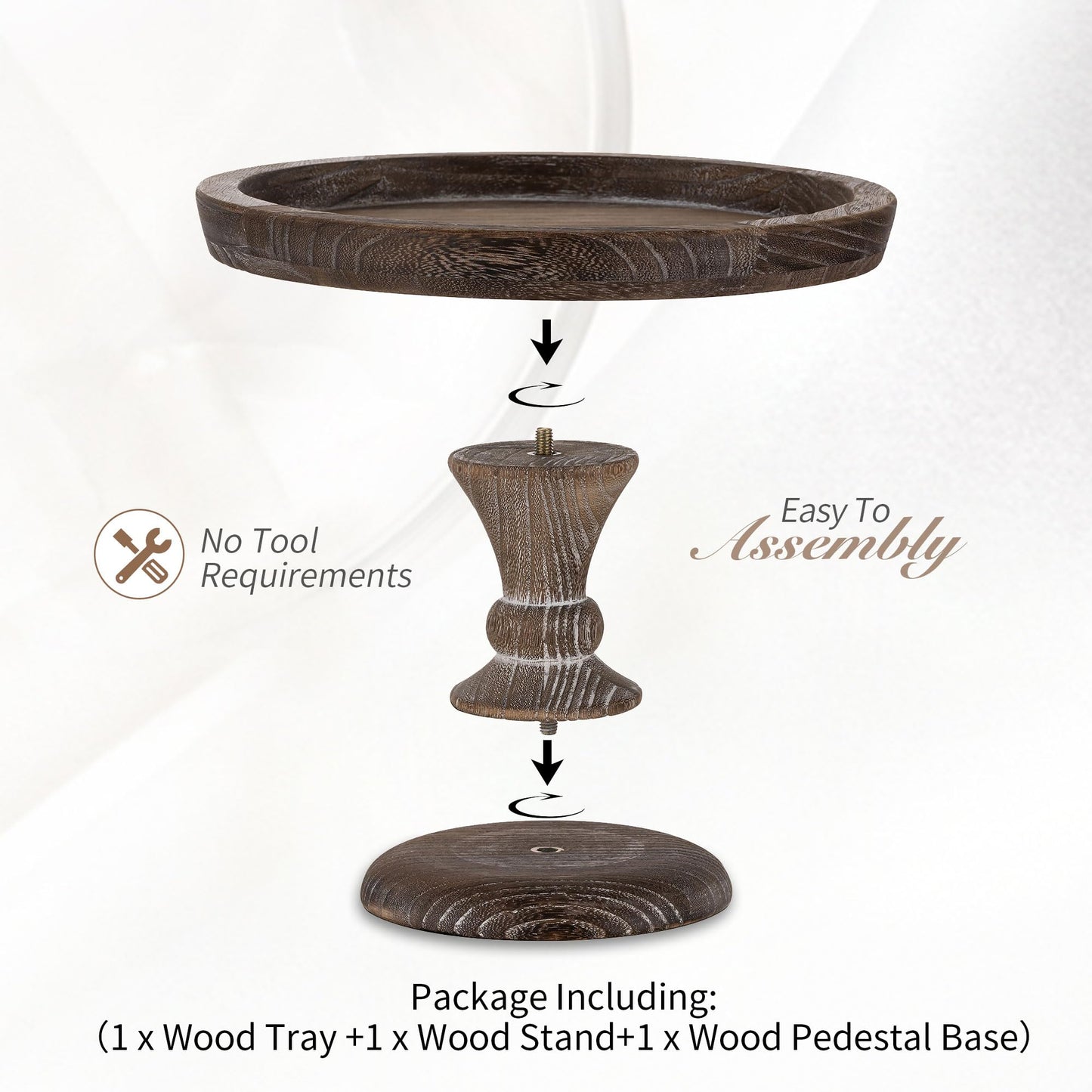 Hanobe Display Riser for Farmhouse Decor: Rustic Wooden Risers Round Decorative Pedestal Plate Stand Holder Tray for Candle, Cupcake, Plant