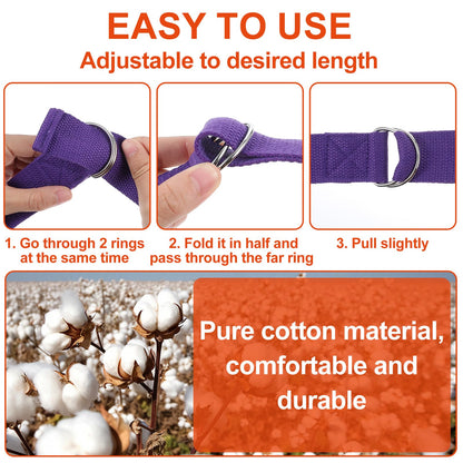 10 Pcs Yoga Strap for Stretching Bulk 6ft Exercise Stretch Band with Metal D Ring Adjustable Pilates Non Elastic Yoga Stretch Belt for Women Men Physical Fitness Gym Workout Dance