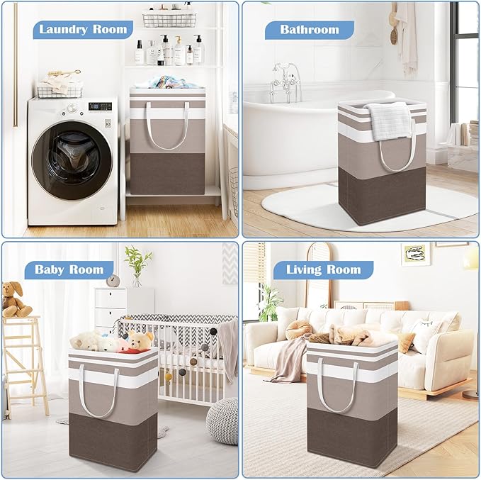 BlissTotes 3-Pack Laundry Basket, Freestanding＆Waterproof Laundry Hamper