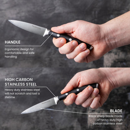 nuovva Sharp Kitchen Utility Knife – Professional Vegetable Knife – 5 inch German High Carbon Stainless Steel – Small Paring Knife