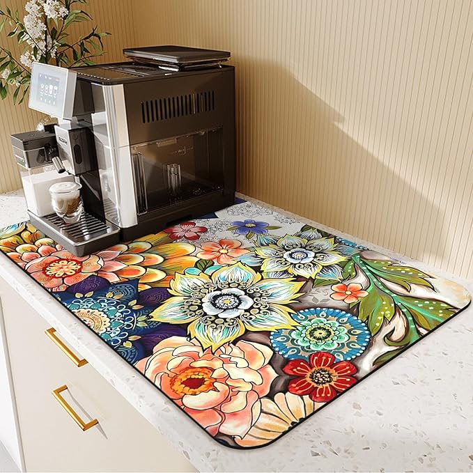 24.5" x 15.5" Dish Drying Mat & 24" x 5.5" Sink Splash Guard, Super Absorbent