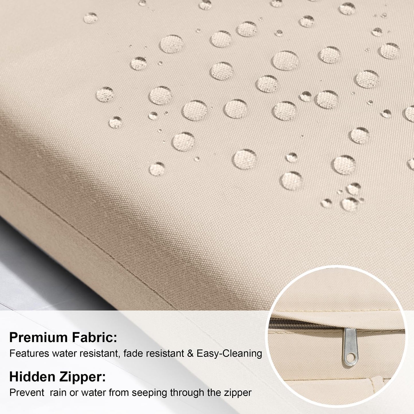 Crestlive Products Outdoor Chaise Lounge Cushions Set of 2, Water Resistant Fade Resistant Patio Furniture Lounge Chair Cushion,80" L x 23" W, Tan