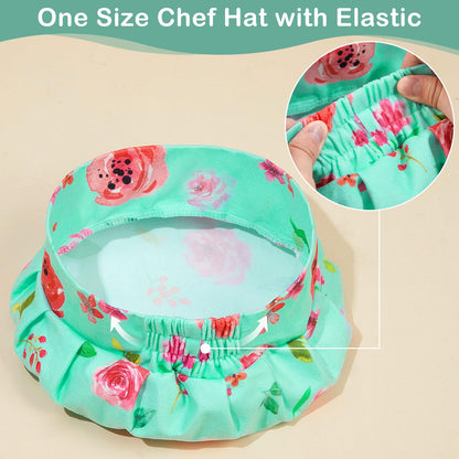 MHJY Kids Apron Hat Set for Girls Vintage Pleated Skirt Aprons with Adjustable Strap Pockets for Baking Cooking 8-12 Years