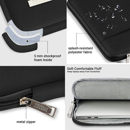 TECOOL Protective Laptop Sleeve 14 Inch Laptop Case for 14" Lenovo Thinkpad IdeaPad HP Dell Acer Notebook, MacBook Air 15 M3 M2 A3114 A2941 2023-2024 Waterproof Computer case Laptop Bag, Black