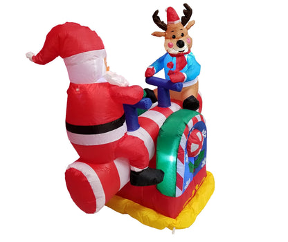 4 Foot Animated Christmas Inflatable Santa Claus and Reindeer on Teeter Totter Outdoor Yard Decoration