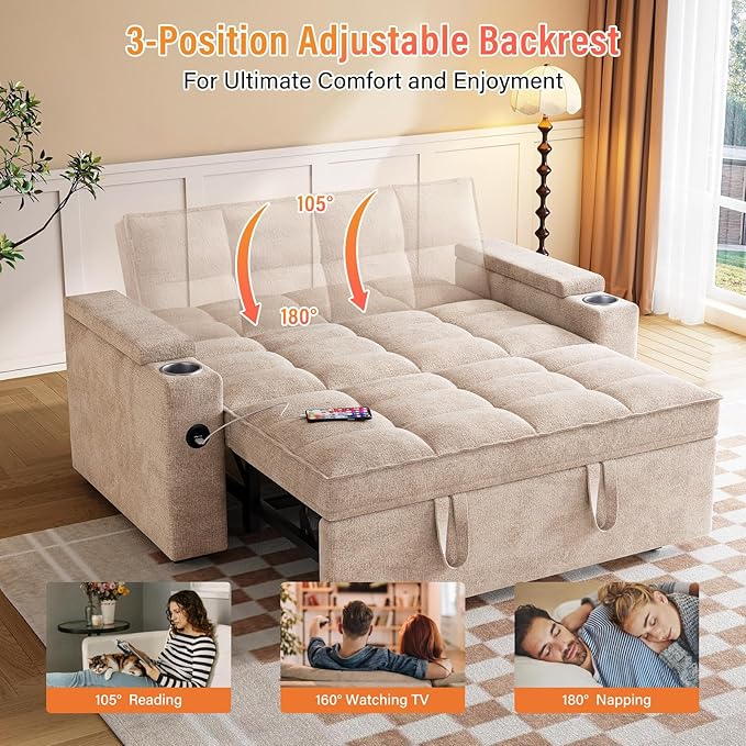 65'' 3-in-1 Convertible Sofa Bed