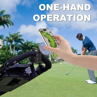 Golf Push Cart Magentic Phone Holder Mount 360° Rotatable with Strong Magnets Phone Holder for Push Golf Cart Compatible with Clicgear, Bag Boy, Sun Mountain, Golf Push Cart Accessories for All Phones