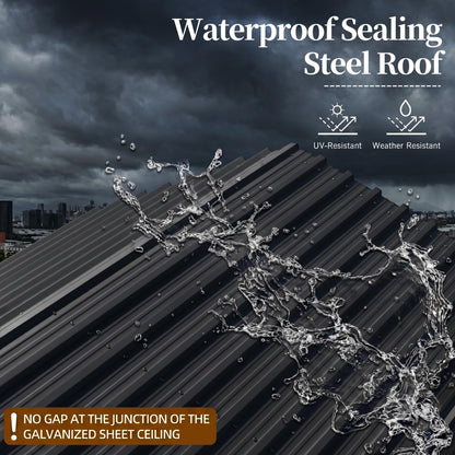 12x15 FT Heavy Duty Metal Carport, All-Weather Outdoor Vehicle Shelter with Steel Roof & Reinforced Frame, Permanent Car Canopy for Trucks, SUVs, Boats & Garden Storage, Gray