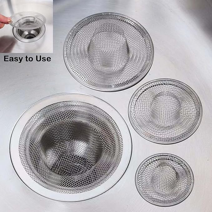 12PCS Stainless Steel Slop Basket Filter Trap, 2.75" & 4.41" Mesh Sink Drain