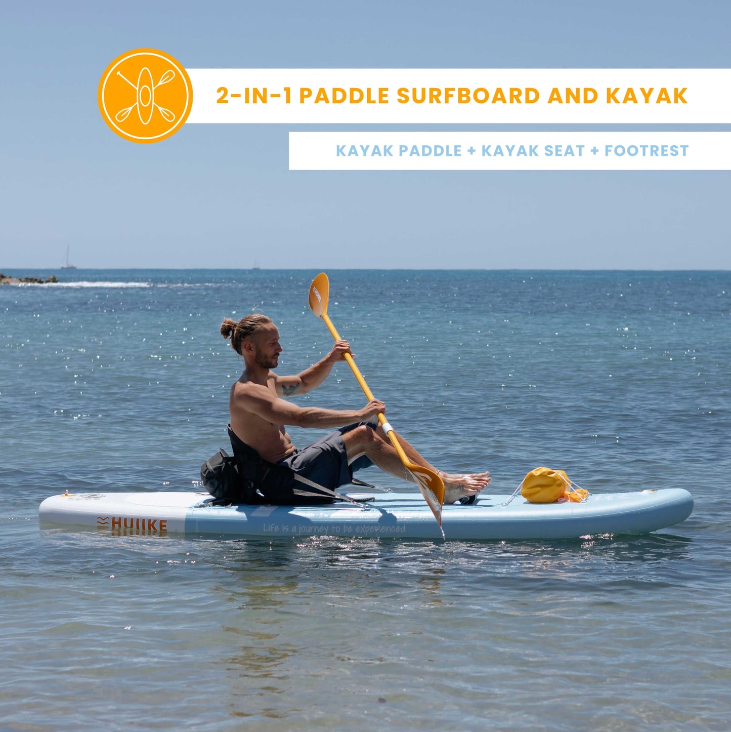 HUIIKE Inflatable Paddle Board for Adults with Accessories Included, Oar, Fins, Pump. Stand Up Paddleboard Great Stability and Resistance. 10’ x 33" x 5.9", Maximum Load 286 lb
