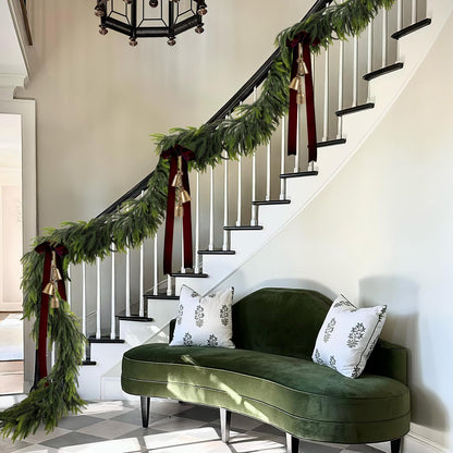 N&T NIETING 2 PCS Christmas Norfolk Pine Garland, Real Touch Pine Garlands Faux Greenery Garland Winter Christmas Garland for Table Mantle Fireplace Holiday Indoor Outdoor Xmas Decorations (6 FT)