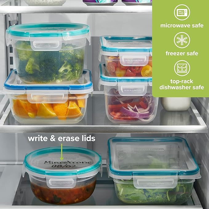 Snapware Total Solutions Plastic Food Storage Containers Set, Airtight &