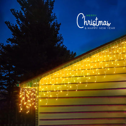 WBao Christmas Lights Outdoor, 432 LED 33FT Icicle Lights with 81 Drops, Remote Control, 3 Timer Settings, 8 Modes, Waterproof, Connectable Fairy Lights for Wedding, Holiday Eaves Decor, Warm White