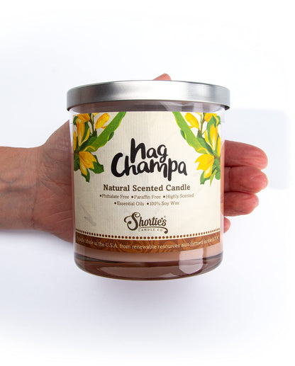 Nag Champa Scented Natural Soy Candle, Essential Fragrance Oils, 100% Soy, Phthalate & Paraben Free, Clean Burning, 9 Oz.