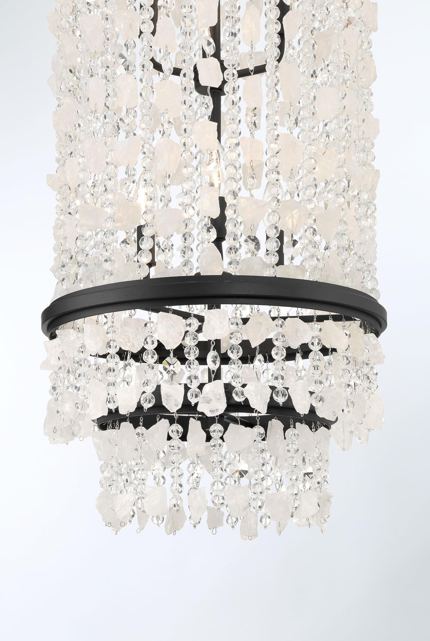 Minka Lavery 6704-66 Shimmering Elegance Quartz Crystalline Foyer Pendant Ceiling Light, 6-Light 360 Total Watts, 37" H x 16" W, Sand Coal