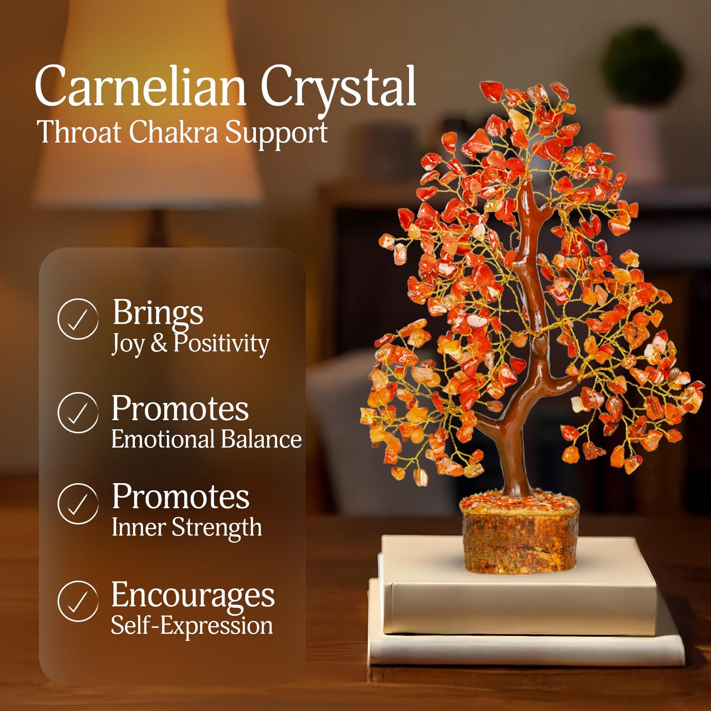 YATSKIA Carnelian Crystal Gem Tree, Stone Tree, Wealth Stones and Crystals, Crystal Tree for Positive Energy, Home Decor Gifts Money Tree Feng Shui