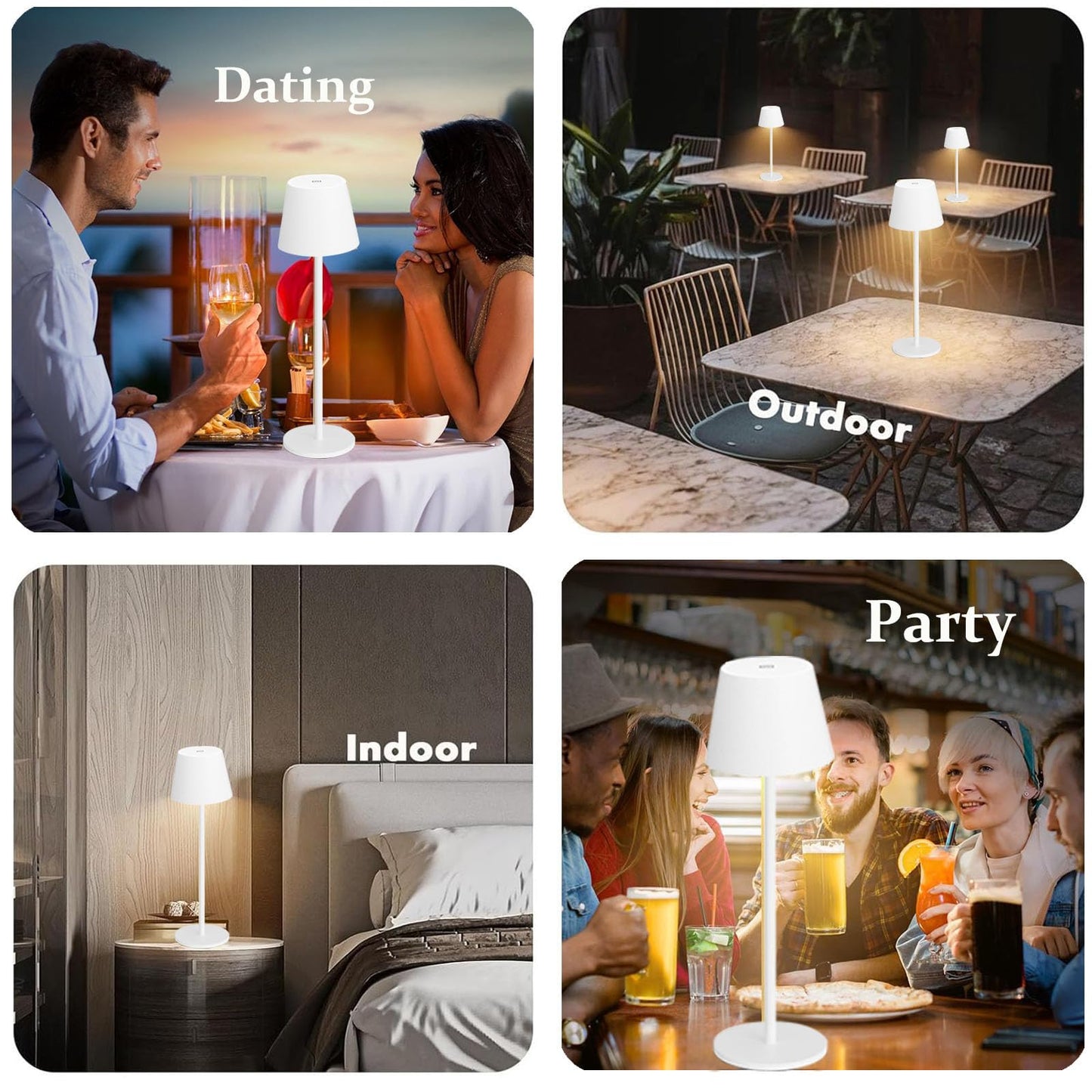 2 Packs Cordless Table Lamp, Portable LED Wireless Desk Lamp with 3 Modes Light Dimming, Adjustable Height Table Lamp, Rechargeable Waterproof Touch Lamp for Christmas Birthday Gift (2 packs-Black)