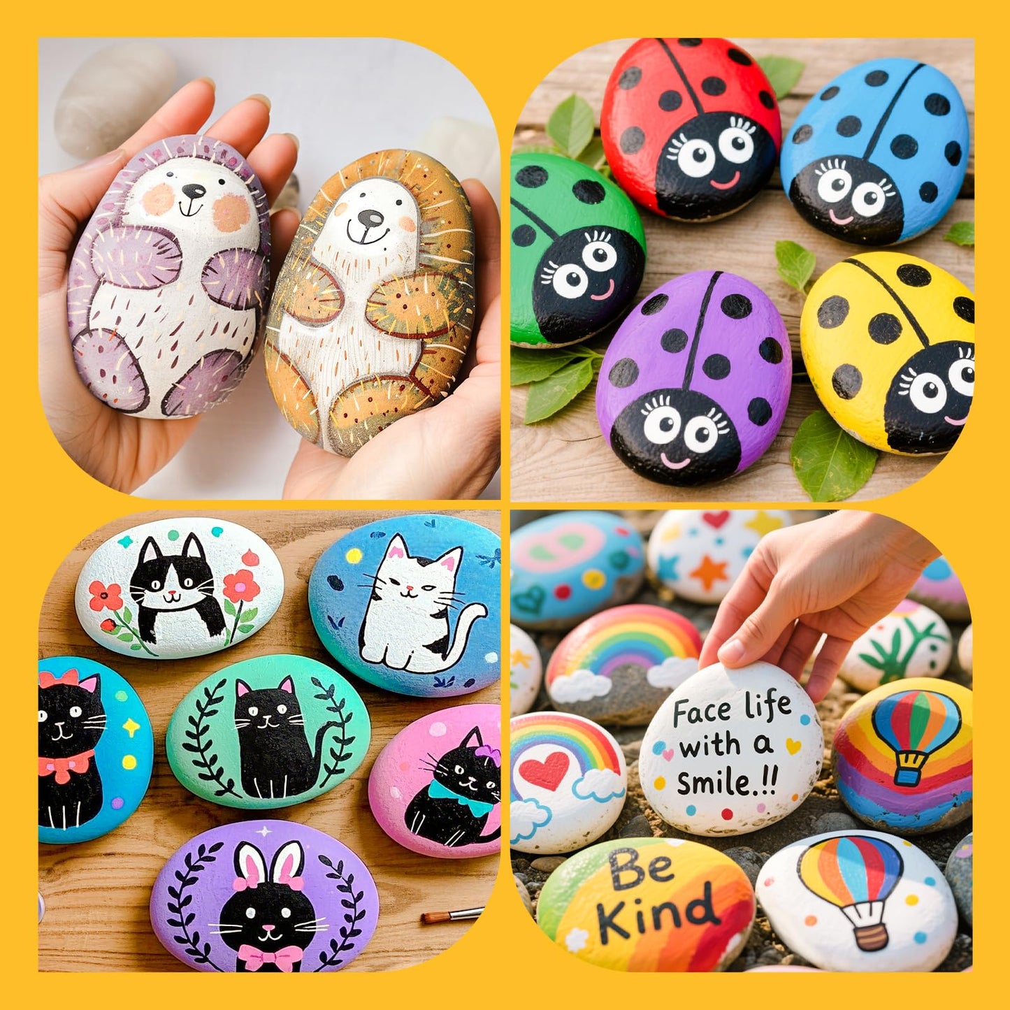 Simetufy 15 Pcs Large Rocks for Painting, 4-5 Inch River Rocks Painting Stones Smooth Flat Rocks for Painting, Natural Rocks to Paint for Arts DIY Crafts Kids Painters