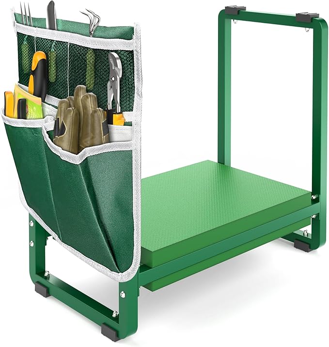 FLINTER 10.2" Wider Garden Kneeler and Seat, Heavy Duty Thick Gardening Bench for Kneeling and Seat - Garden Kneelers for Seniors, Gardening Stools for Women, Grandparents, Gardeners, Green