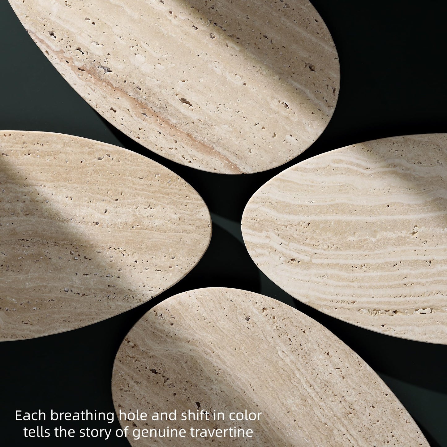 Natural Travertine Tray, Modern Decorative Stone Tray for Coffee Table, Jewelry Display Organizer for Rings Necklace, Candle Holder Catchall for Living Room Bathroom Vanity Decor (S)