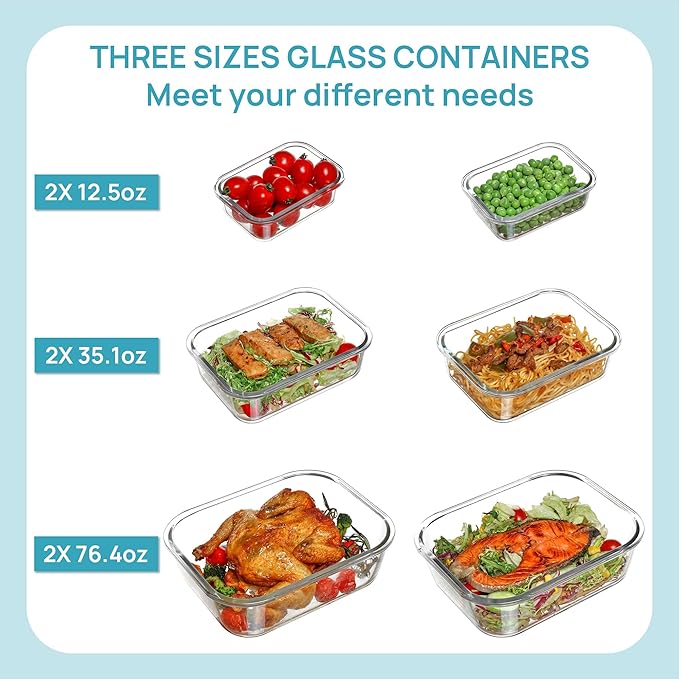 Vtopmart 2.26L/76oz Extra Large Glass Food Storage Containers