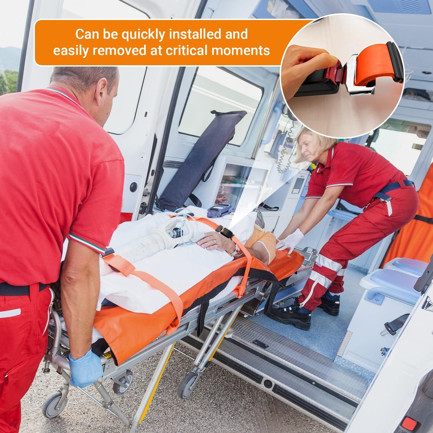 Spine Board Strap for Backboard, Emergency Stretcher System Immobilization Belt with Quick Release Buckle, 72" L (B, 1)