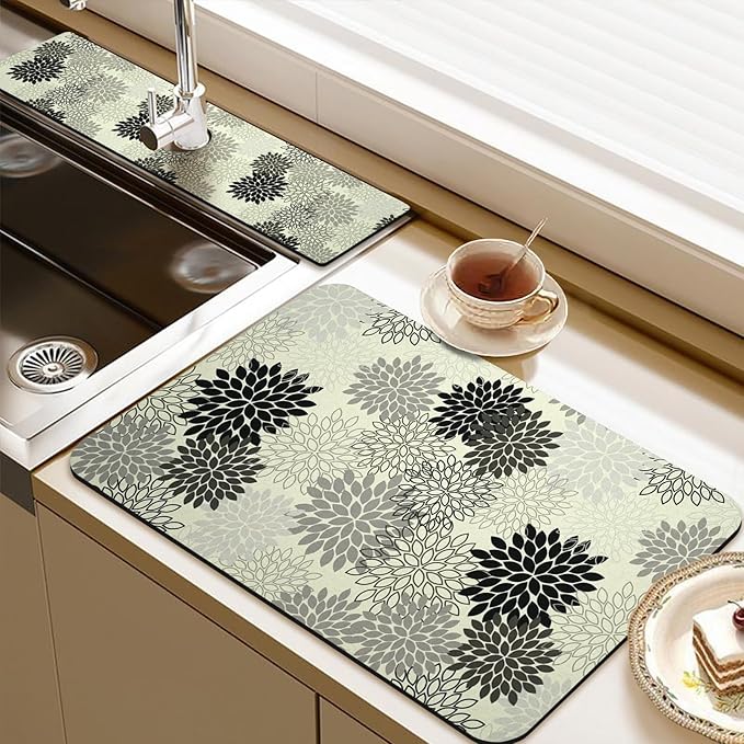 19.5" x 12" Dish Drying Mat & 24" x 5.5" Sink Splash Guard, Super Absorbent