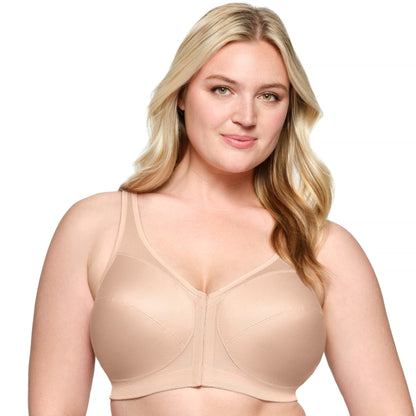 Glamorise Full Figure Plus Size MagicLift Front-Closure Posture Back Bra Wirefree #1265 Café 46DD