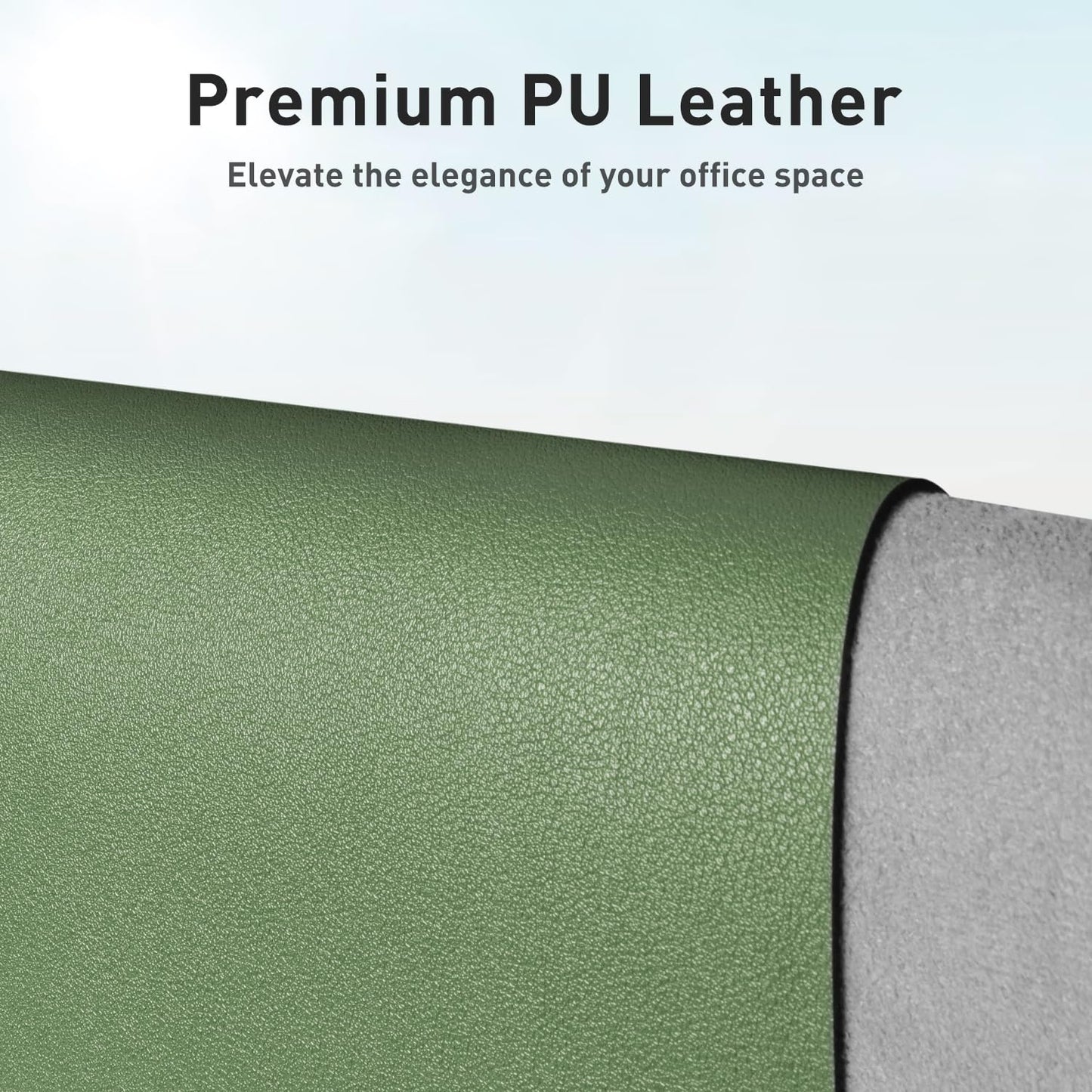 Aothia Leather Desk Pad, Large Non-Slip Laptop Mat, Waterproof PU Leather Table Mat for Office and Home (60cmX35cm, Olive Green)