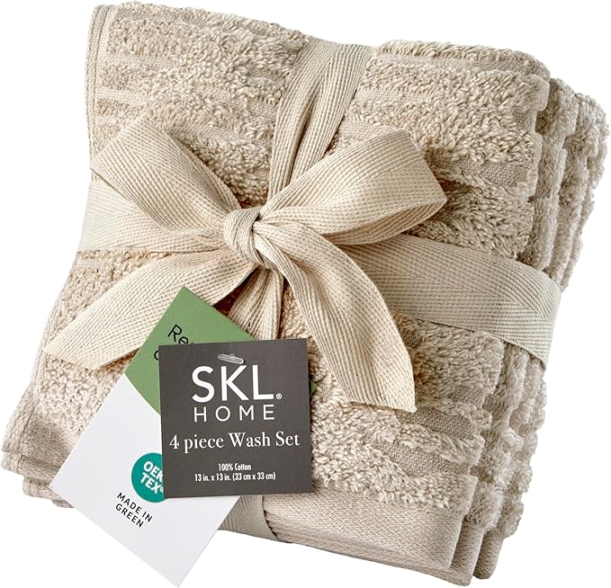SKL Home CloudSoft Cotton Luxury 4-Piece Washcloth Set