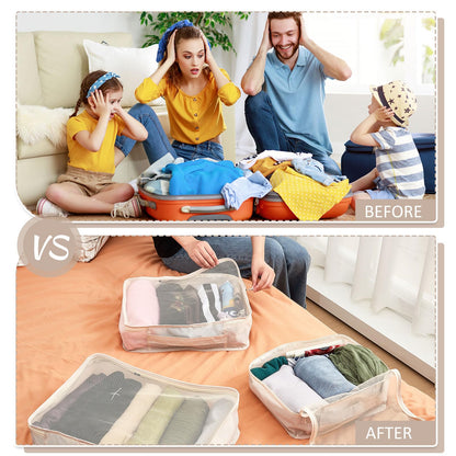 Silkfly 12 Pcs Packing Cubes for Suitcase Travel Luggage Bags Bulk Mesh Organizer Set for Hiking Camping Backpacking Clothes Accessories(Light Khaki, XL, L, M Size)