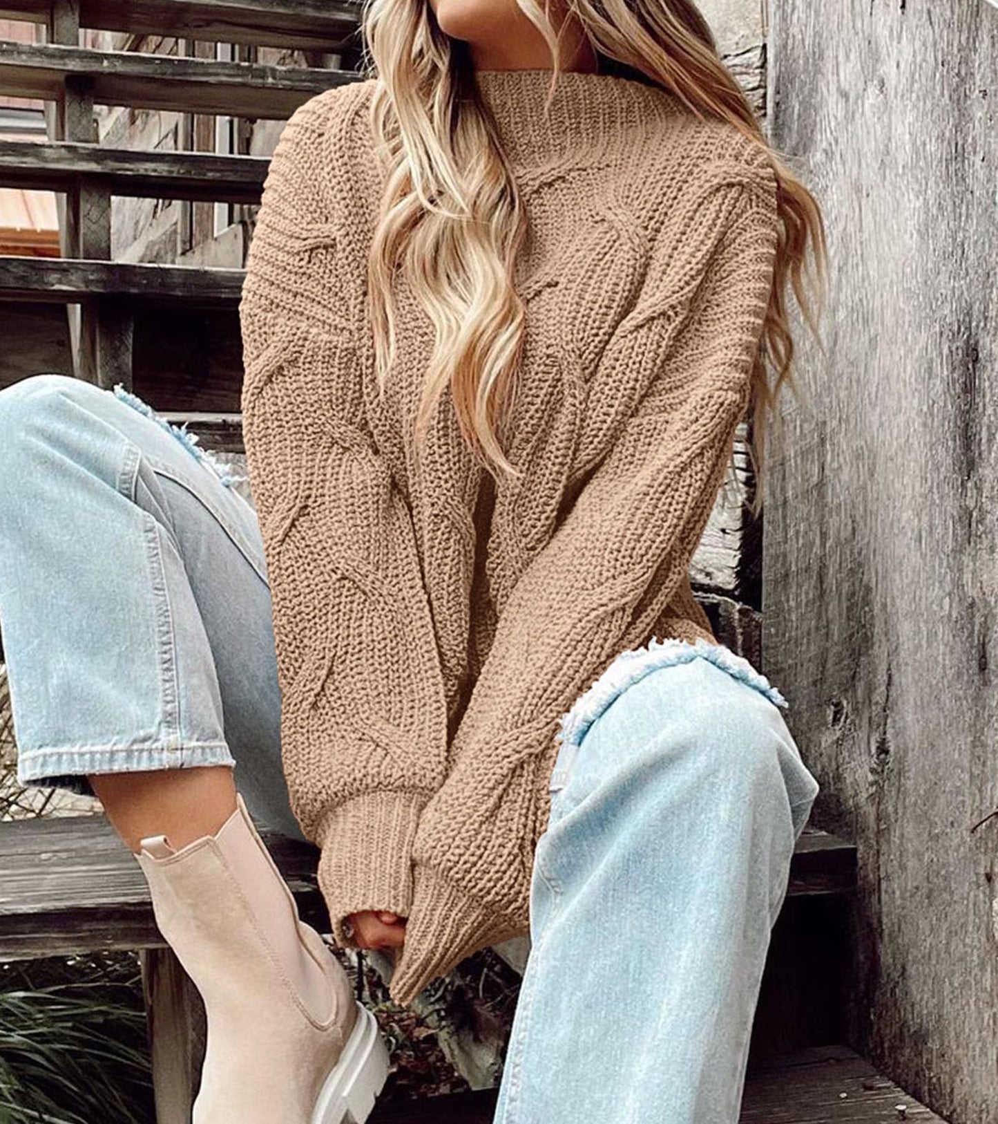 PRETTYGARDEN Women's Fall Oversized Pullover Sweaters Casual Crewneck Long Sleeve Chunky Cable Knit Tops Winter Clothing