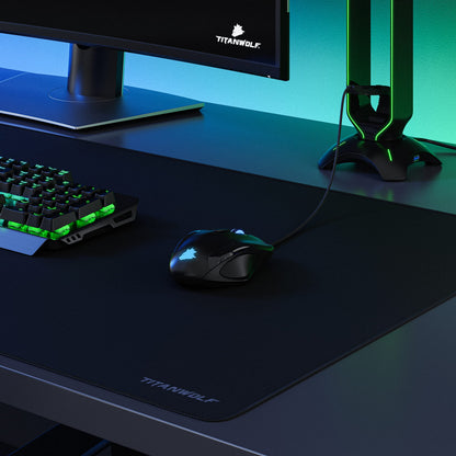 TITANWOLF - Extra Large Gaming Mouse Mat 1200x600mm Oversize - XXL Mouse Pad with motif - Desk Pad XXXL Extended – For Precision and Speed - Non-Slip Rubber Base – For Mouse and Keyboard - Black