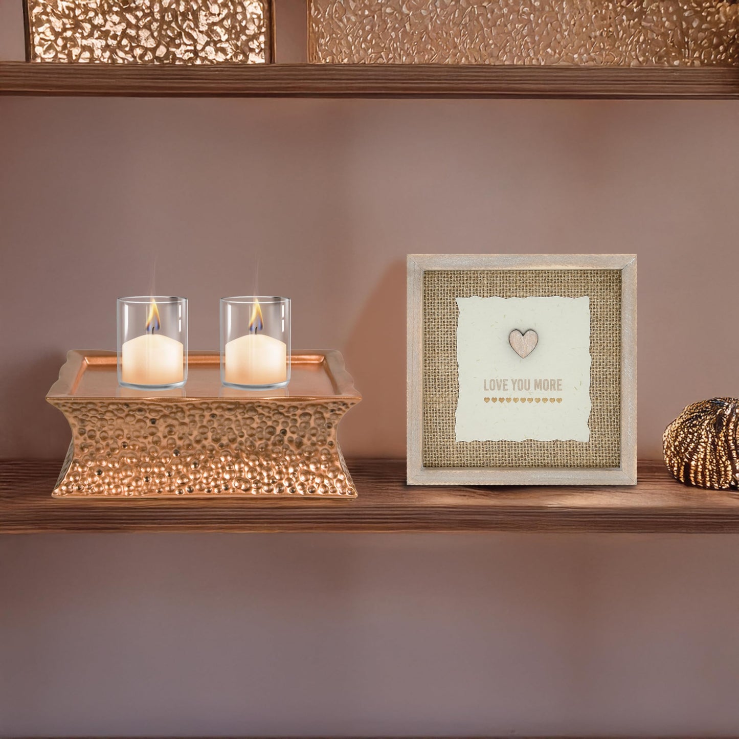 Pavilion Gift Company- Hammered Copper Pedestal - 7" x 2.5" Candle Stand Candle Holder Tealight Holder Home Decor Housewarming Gift