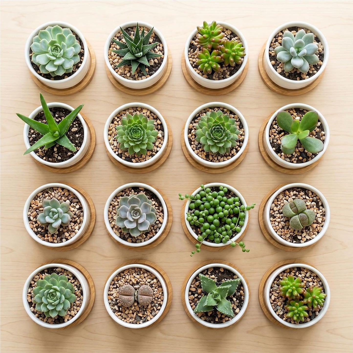 Tosnail 12 Pack Small Succulent Pots with 12 Bamboo Trays, 2.5 Inch Round White Ceramic Mini Plant Pots, Tiny Succulent Planters, Cactus, Flower, Air Plant Containers, Modern Home and Office Decor