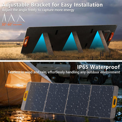 NaveiTech 200W Portable Solar Panel, 25% High Efficiency Foldable Solar Panel Charger for Power Station, for Power Station, with Sturdy Kickstands, Fast Setup for Camping, RV, Pickup, Marine Off-Grid