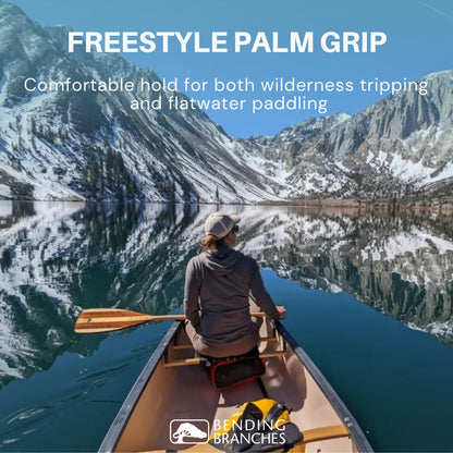 Bending Branches Explorer Plus Wood Canoe Paddle – 18-Laminate Basswood Shaft, Hardwood Blade with Fiberglass Wrap and Rockgard® Protection, Freestyle Palm Grip for Wilderness & Flatwater (54")